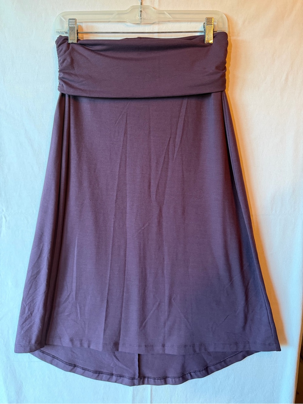 Eddie Bauer Fold-Over Travex Waist High-Low Midi Skirt in Plum